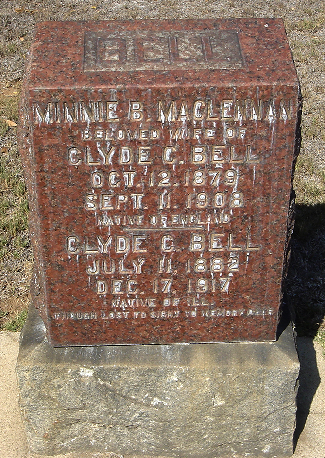Photo of headstones/Minnie B MacLennan 1879-1908 hdstn Evergreen cem LA